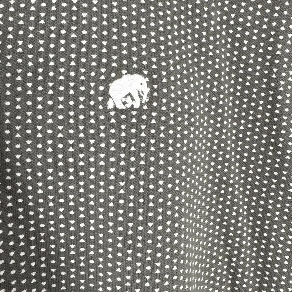 Banana Republic Polo Shirt 2XLT Short Sleeve Olive‎ Green White Printed TP-3631